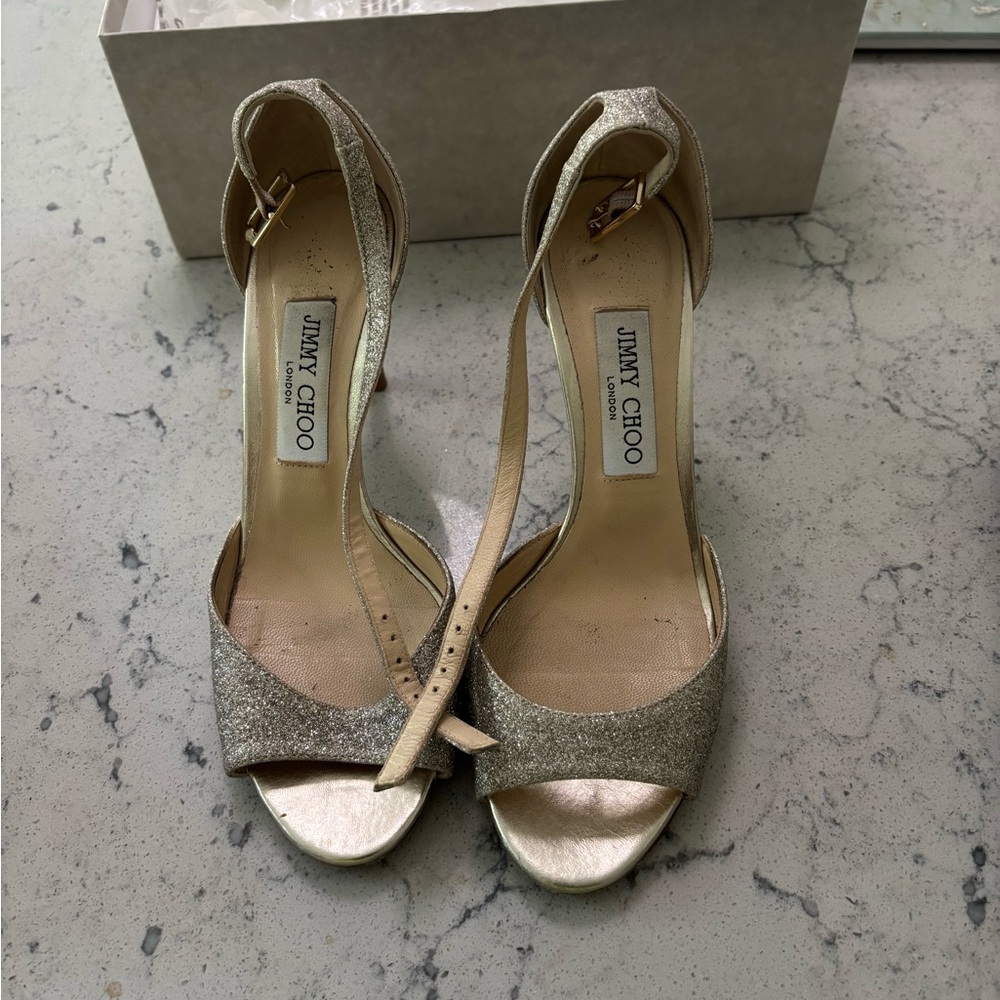 Jimmy Choo Sparkling Gold Heels